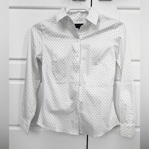 White Polka Dot Button-Up Shirt from banana republic petite 0